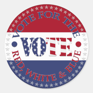 Pegatina Redonda Votación por el voto de la bandera roja, blanca y