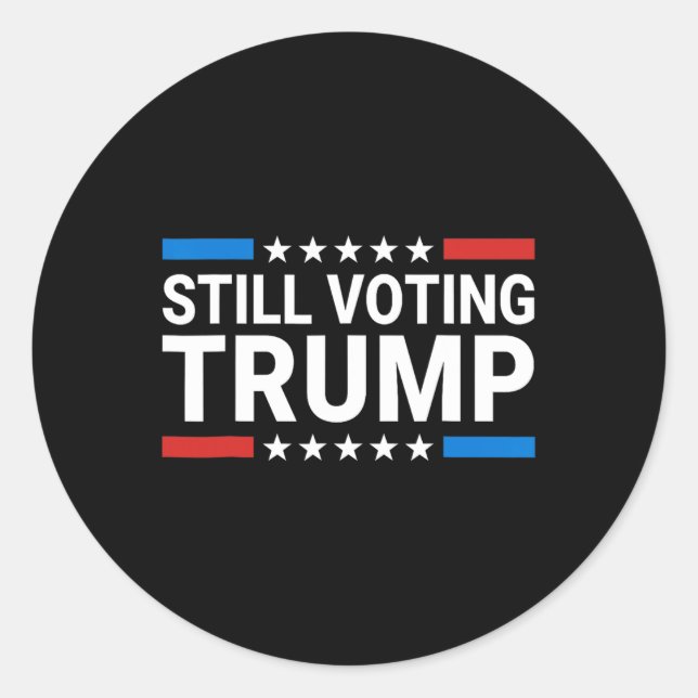 Pegatina Redonda Votación por Trump 2024 Hombres de bandera patriot (Anverso)