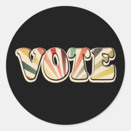 Pegatina Redonda Votación retro saca el voto con la explosión de so