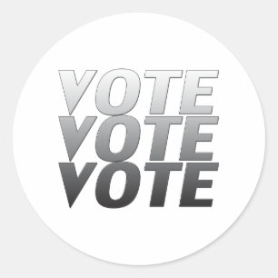 Pegatina Redonda Votación voto voto blanco negro gris moderno