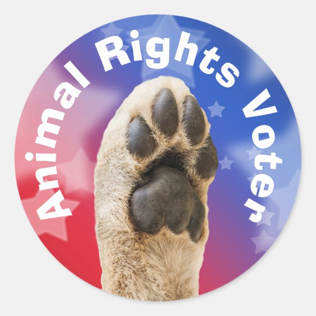 Pegatina Redonda Votante por los derechos de los animales (Anverso)
