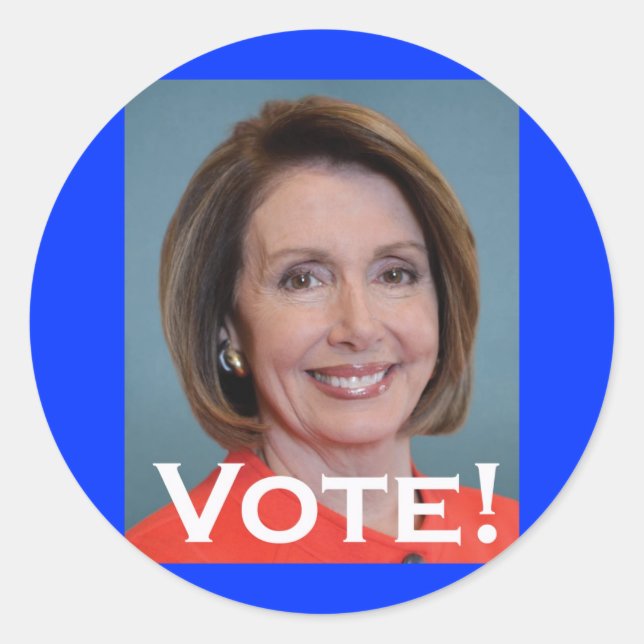 Pegatina Redonda Votar a Nancy Pelosi (Anverso)