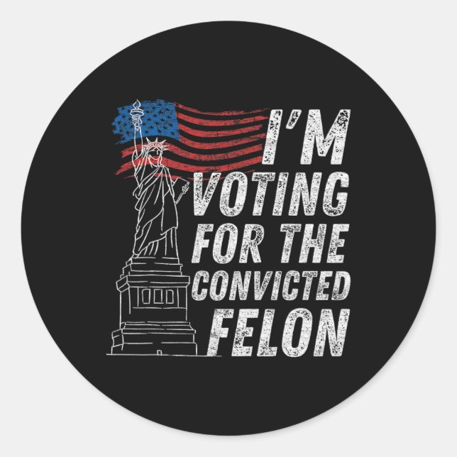 Pegatina Redonda Votar al convicto Felon Funny Pro Trump 2024 (Anverso)