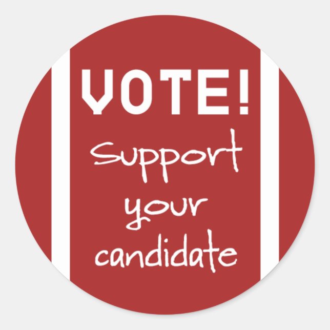 Pegatina Redonda ¡Votar! Apoye a su candidato (Anverso)