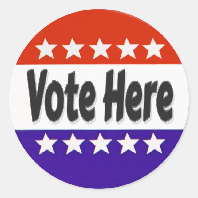 Pegatina Redonda Votar aquí (Anverso)
