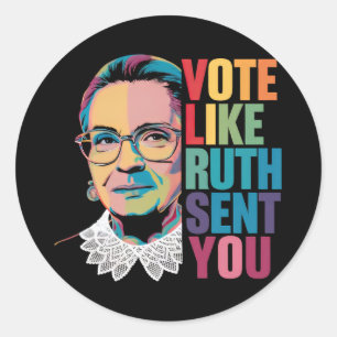 Pegatina Redonda Votar como Ruth te envió
