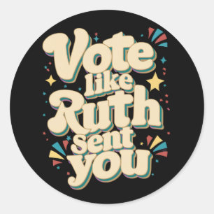Pegatina Redonda Votar como Ruth te envió a Uterus LGBT feminista