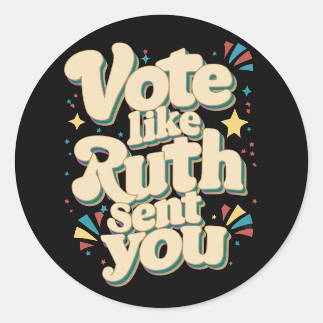 Pegatina Redonda Votar como Ruth te envió a Uterus LGBT feminista (Anverso)