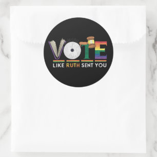 Pegatina Redonda Votar Como Ruth Te Envió El Orgullo Gavel Feminist