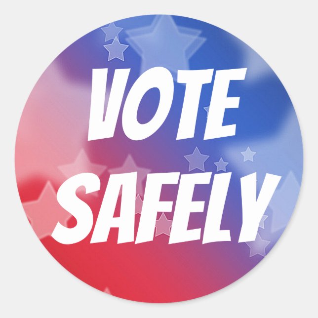Pegatina Redonda Votar de forma segura (Anverso)