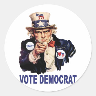 PEGATINA REDONDA VOTAR DEMÓCRATA