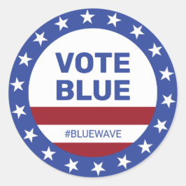 Pegatina Redonda Votar Estrellas Azules Estrellas Elecciones de Ola