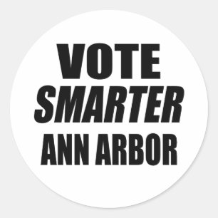 PEGATINA REDONDA VOTAR MÁS INTELIGENTE ANN ARBOR
