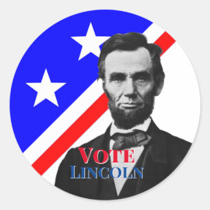 Pegatina Redonda Votar por Abraham Lincoln