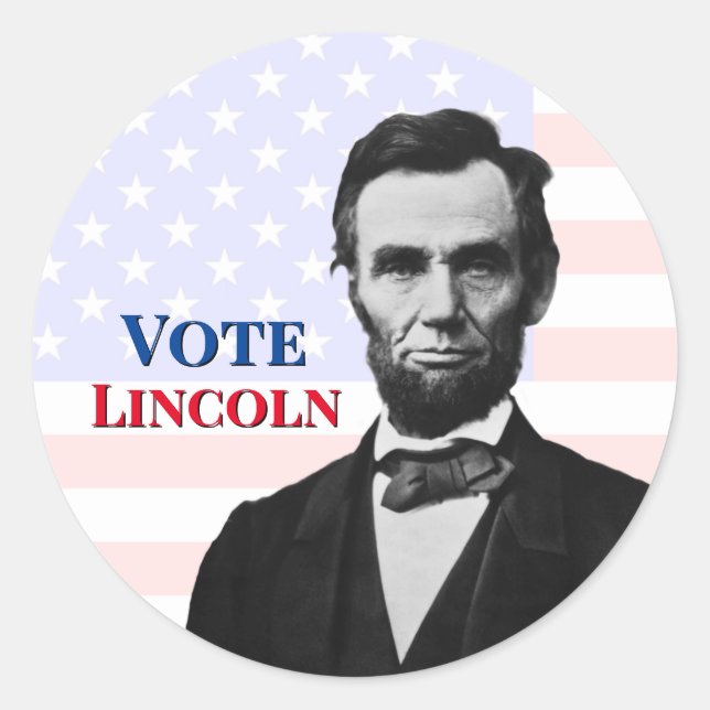Pegatina Redonda Votar por Abraham Lincoln (Anverso)