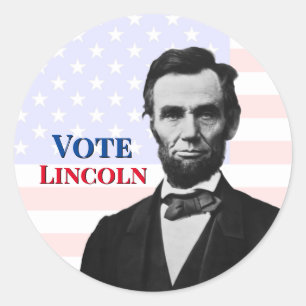Pegatina Redonda Votar por Abraham Lincoln