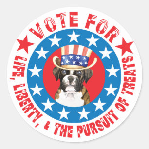 Pegatina Redonda Votar por Boxer