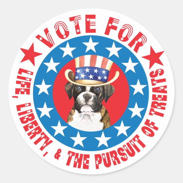 Pegatina Redonda Votar por Boxer (Anverso)