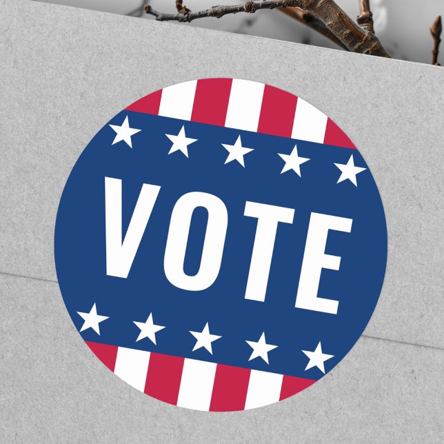 Pegatina Redonda Votar por estrellas y franjas electorales (Vote political election stars and stripes classic round sticker)