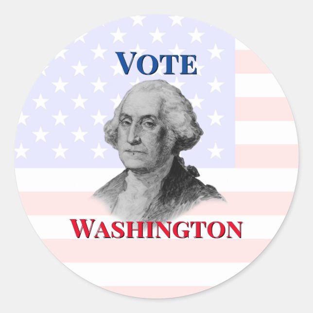 Pegatina Redonda Votar por George Washington (Anverso)