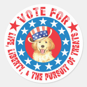 Pegatina Redonda Votar por Golden