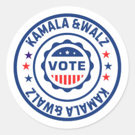 Pegatina Redonda Votar por Kamala harris y walz
