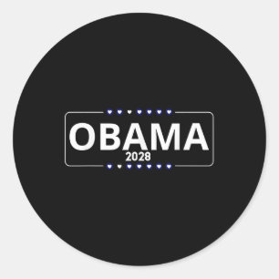 Pegatina Redonda Votar por Obama 2028 Retro Obama presidente 2028 O