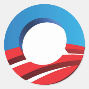 Pegatina Redonda Votar por Obama "O"