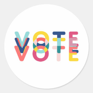 Pegatina Redonda Votar por un violento arco iris político moderno