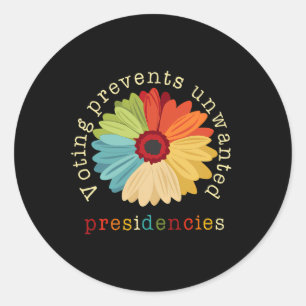 Pegatina Redonda Votar Prevé Presidencias No Deseadas 2