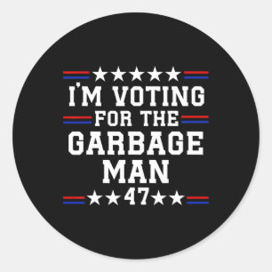 Pegatina Redonda Votaré por el basurero - Basura para Trump