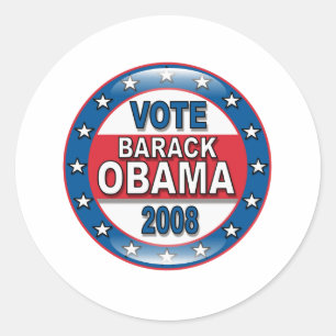 Pegatina Redonda Vote Barack Obama 2008