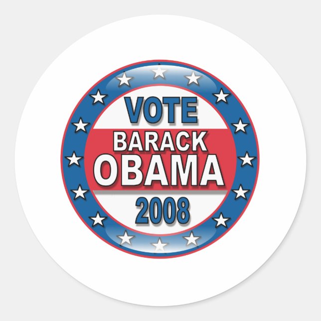 Pegatina Redonda Vote Barack Obama 2008 (Anverso)