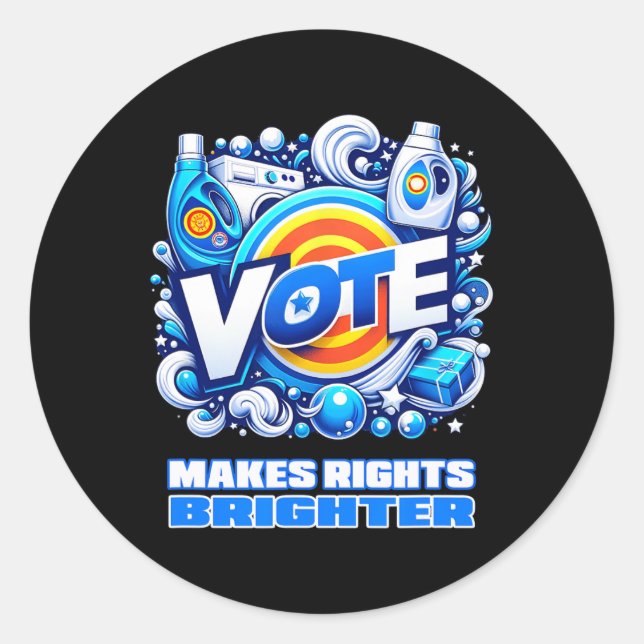 Pegatina Redonda Vote Detergent Bright Funny Vintage 2024 (Anverso)
