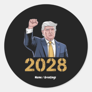 Pegatina Redonda Vote Donald Trump 2028 Pro Trump Bandera de Estado