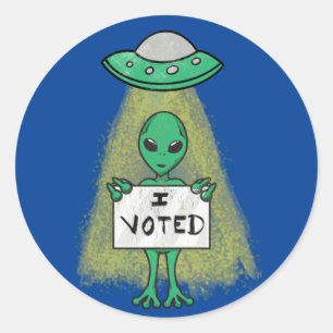 Pegatina Redonda Voté - ¡Extranjero!