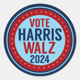 Pegatina Redonda Vote Harris Walz por las elecciones presidenciales