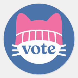 Pegatina Redonda Vote Kitty Blue