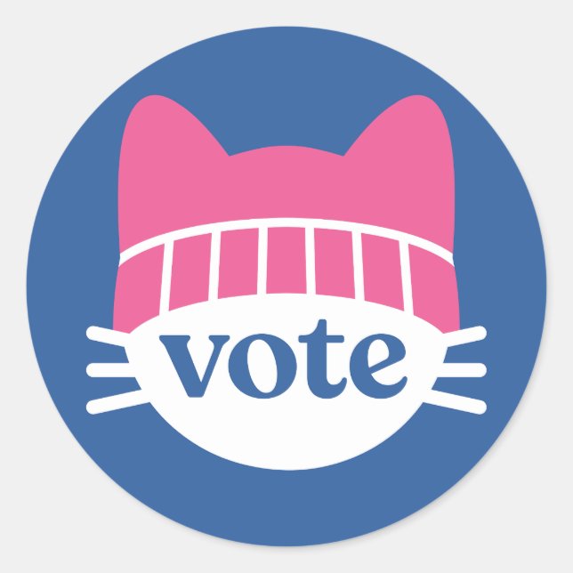 Pegatina Redonda Vote Kitty Blue (Anverso)