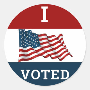 Pegatina Redonda Voté Las Elecciones De 2024 Con Bandera Estadounid