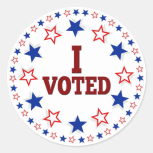 Pegatina Redonda Voté las elecciones de las Estrellas Rojas y Azule