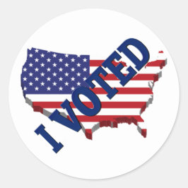 Pegatina Redonda Voté Mapa de la Bandera Americana Elección Azul Bl