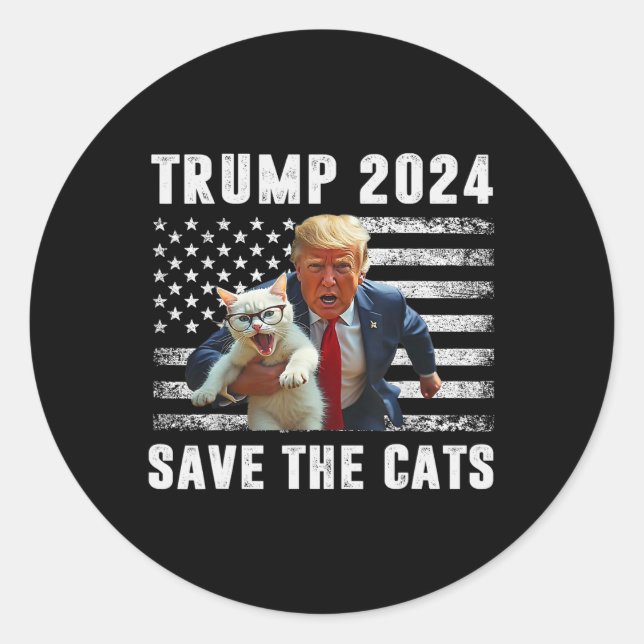 Pegatina Redonda Vote Trump 2025 Funny Save The Cats  (Anverso)