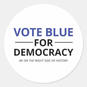 Pegatina Redonda Voto azul para que la democracia esté en el lado d