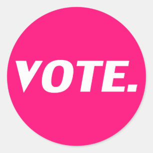 Pegatina Redonda "voto" - Blanco rosa caliente, magenta, fucsia