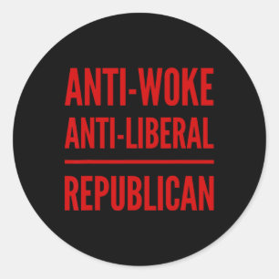 Pegatina Redonda Voto conservador republicano antiliberal anti-woke