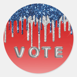 Pegatina Redonda Voto de brillo americana