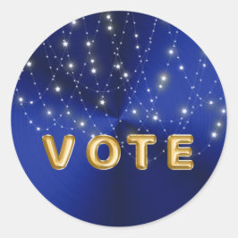 Pegatina Redonda Voto de cascada de estrella de azul medianoche