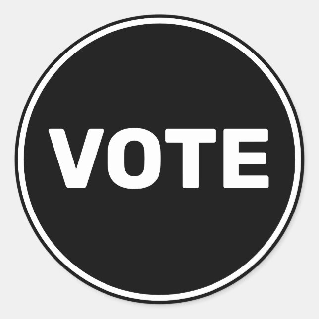 Pegatina Redonda Voto en blanco y negro (Anverso)
