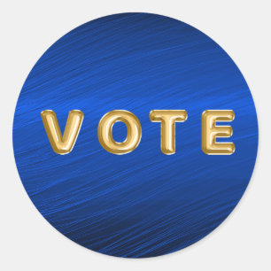 Pegatina Redonda Voto Gráfico Azul Real Metálico